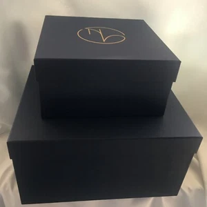 (Set of 4) New in Case- Rigid Navy Blue Luxury Square Storage/Gift Boxes-2 Sizes - Picture 1 of 12