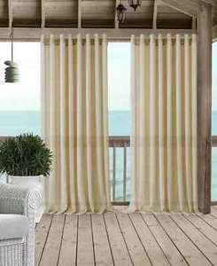 Elrene V3004 Beige Carmen Sheer Extra Wide Indoor/Outdoor Curtain 114x108 in - Picture 1 of 4