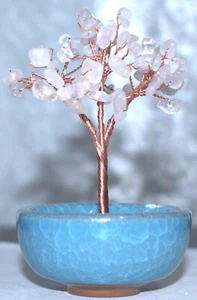 Cute Rose Quartz Gem Tree In A Bowl 4"/122 Grams - Picture 1 of 2