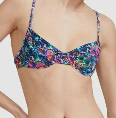 $95 Cynthia Rowley Mujer Azul Estampado Bralette Bikini Top Traje de Baño Talla X-Pequeño Foto 1 de 3