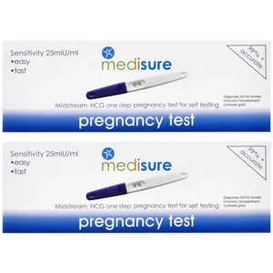 2 x PREGNANCY TEST STICK SET Tester Midstream Urine Strip Home Testing OVER 99% - Picture 1 of 11