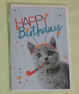 1x Glückwunschkarte KATZE lustig Klappkarten Geburtstag HAPPY Birthday - Picture 1 of 2