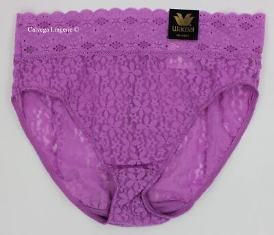 Nuevo con etiquetas Wacoal 870305 "Halo Lace" Calzoncillo Corte Alto Elástico Encaje Panty, Rosa Lila (572) Foto 1 de 4