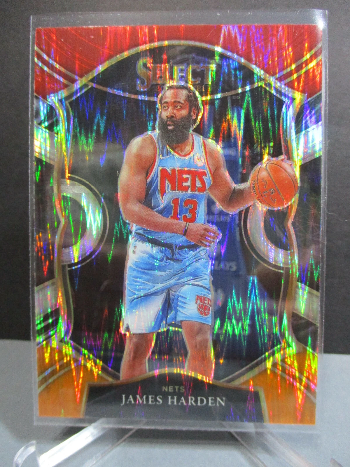 2020-21 Panini Select Concourse #12 James Harden Red/White/Orange Flash Prizm