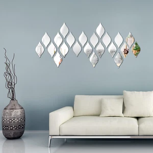 30 Pcs Teardrop Mirror Stickers Wall Decor Removable Acrylic Mirror Wall Sticker - Picture 1 of 12