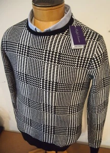 Ralph Lauren lila Etikett Kaschmir Houndstooth Pullover mit Rundhalsausschnitt neu mit Etikett L $ 1495 - Bild 1 von 12