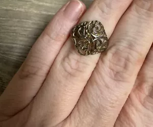 vintage silver ring size 5.5 Art Nouveau Open Scrollwork Bin 39 - Picture 1 of 1