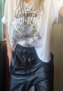 Bassike Leather Joggers Track Pants Drop Crotch Sz 0 Oversized - Picture 1 of 12