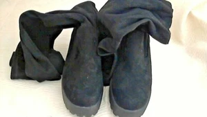 MISS MATCHED SZ Black Fabric Brushed Faux Suede Thigh Hi Boots Size 7M/7.5M NEW  - Bild 1 von 8