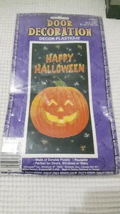 DOOR DECORATION PLASTIQUE - HAPPY HALLOWEEN - TENDA DECORATRICE 85CM X 165CN - Foto 1 di 2