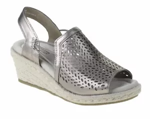 WOMEN'S METALLIC ESPADRILLE SANDALS WITH GELRON COMFORT INSOLES - Picture 1 of 4