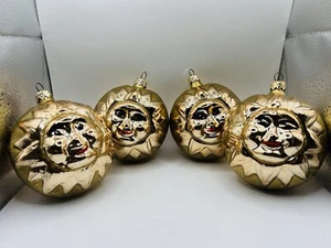 Vintage Lord & Taylor Blown Glass Double Sided Sun Christmas Ornament Lot Of 4 - Picture 1 of 9