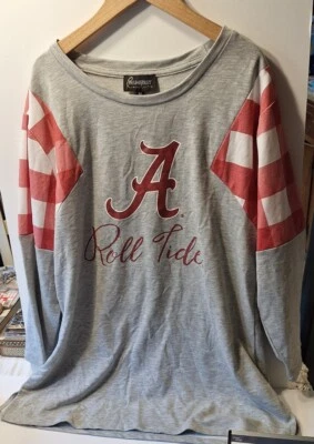Alabama womens Roll Tide med. t-shirt gray and red/white checked - Image 1 of 2