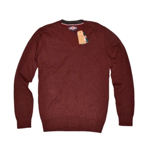 SOUL OF LONDON NEU 88 $ leichter langärmliger Pullover mit V-Ausschnitt burgunderrot Small - Bild 1 von 3