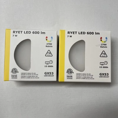 2X IKEA RYET GX53 LED Light Bulbs - 600 Lumens, 2700K Warm White, Instant On - Image 1 of 3