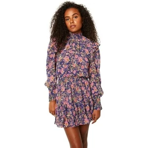 Misa LA Gianna Dress Floral Long Sleeve Mock Neck Mini Dress Large - Picture 1 of 14