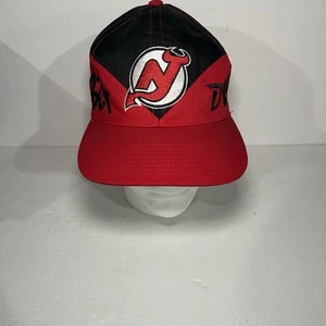 Vintage 90s NHL New Jersey Devils Logo 7 Wrap Around Script Snapback Hat Cap Rarität - Bild 1 von 7
