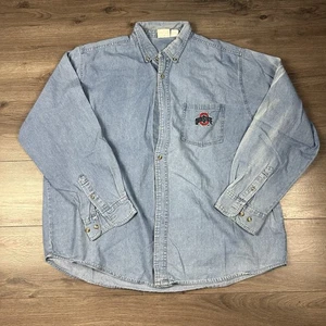 Ohio State Buckeyes Para Hombres Camisa Abotonada XXL Denim Desteñido Manga Larga Rojo Roble - Imagen 1 de 6