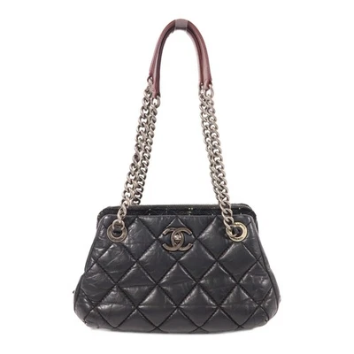 Bolso de hombro Chanel CC cadena piel de becerro/tweed negro Foto 1 de 4