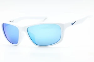 NIKE LYNK M FD1817 100 Sunglasses White Frame Blue Mirror Lenses 57mm - Picture 1 of 4