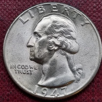 1947 D Washington Quarter 25c Silver BU UNC Uncirculated Denver #95095 - Image 1 of 2