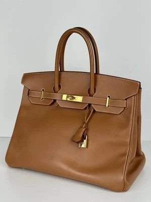 Hermes Birkin 35 en cuero marrón Epsom con herrajes dorados Foto 1 de 4