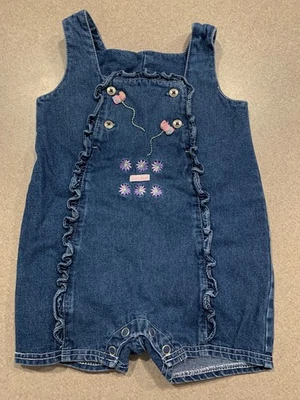 Mameluco vintage Cherokee bebé 9 meses de mezclilla bordado flores de una pieza Foto 1 de 4