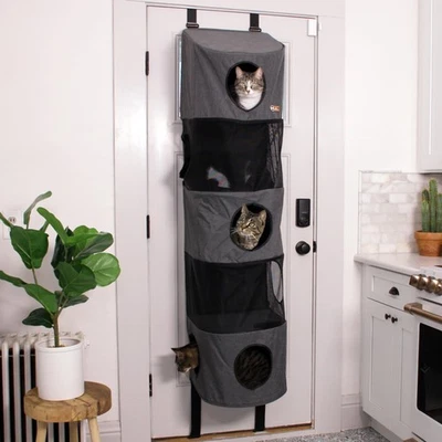 Hangin Cat Tree Condo 5 Level Door Mounted Cat Furniture, Space Saving, Mesh ... - Image 1 of 4