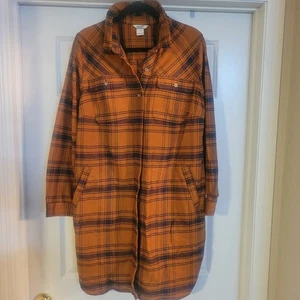 Duluth Trading Co Damen Folklore Flanell Tunika kariert Taschen Shacket Größe Large - Bild 1 von 5