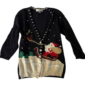 Maglione cardigan brutto Natale anni 80 taglia S - Foto 1 di 5