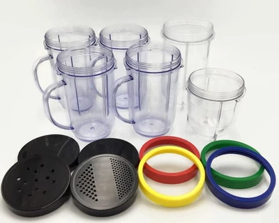 Magic Bullet 14 piezas Juego de Tazas Batidoras Tazas Color Anillos Tapas Accesorios Foto 1 de 4