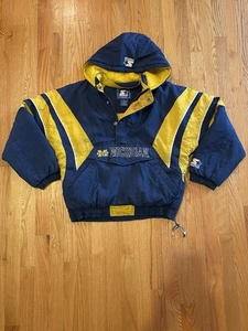 Chaqueta Pullover Vintage Michigan Wolverines 1/4 Cremallera Starter JUVENTUD GRANDE - Imagen 1 de 19