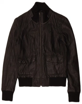 Chaqueta de cuero para mujer ONLY UK 10 pequeña de cuero negro AD07 Foto 1 de 3