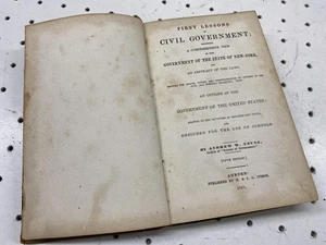 Vintage 1845 First Lessons In Civil Government Andrew W Young Hardcover Law Book - Picture 1 of 9