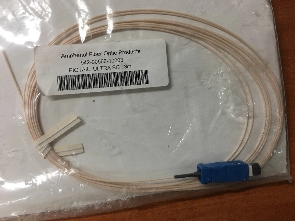 Amphenol Fiber Optic New Single Mode Pigtail Ultra SC 3m 942-90566-10003 - Image 1 of 4