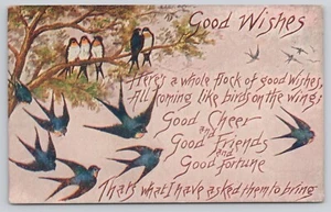 Gute Wünsche Jubel Freunde und Glück Vogelschwarm Postkarte - Bild 1 von 2