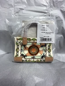 Brand New Tory Burch Micro Tote French Cream Carousel Print - Picture 1 of 2