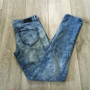 Adidas Neo Womens Blue Jeans W30 L31 Skinny Acid Wash Zip Fly - Picture 1 of 7