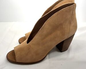 Lucky Brand Women's Joal Pump - Size 8M, Tan Kid Suede Natural Stacked Heel