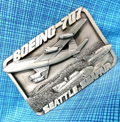 Hebilla de cinturón de promoción de avión Boeing 707 Seattle Seafair # LE de colección años 80 .XTT466 Foto 1 de 4