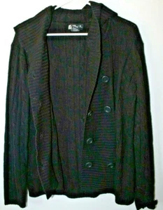 Ashley By 26 International Black Long Sleeve Knit Button Up Cardigan Sweater 2X - Picture 1 of 4