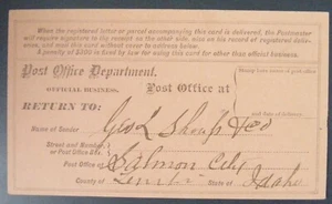 George L Shoup 1st Idaho Governer Signed Autograph Salmon City 1881 Reg Receipt - Picture 1 of 2