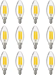 Sunlite LED Filament B11 TorpedoTip Chandelier Light Bulb5 Watts Dimmable 12-PK - Picture 1 of 1