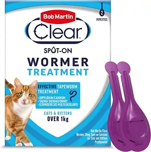 Bob Martin Clear Cat Wormer Spot on for Cat & Kitten over 1kg Worming Treatment - Picture 1 of 5