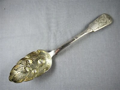 "Antigua cuchara georgiana grande de plata de ley de 1820 para servir bayas Londres 8 3/4""66 g" Foto 1 de 4