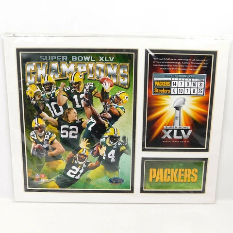 2011 Super Bowl XLV Green Bay Packers Milestones Memories UNFRAMED PLAQUE 14X11 Cover
