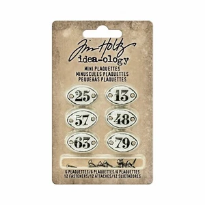 Tim Holtz Idea-ology Mini Plaquettes - Metal + Fasteners - 6 pieces - TH93296 - Picture 1 of 4