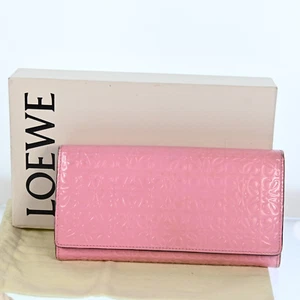 Loewe Long Wallet Anagram Pattern Pink Embossed Leather P3142YS609 - Picture 1 of 23