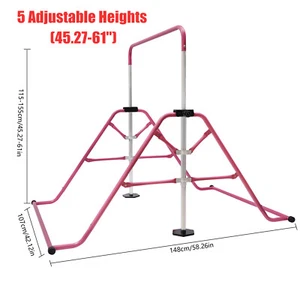 Horizontal Bar Pink Gymnastics Kids Home Gym Folding Training Equipment High Bar - Picture 1 of 15