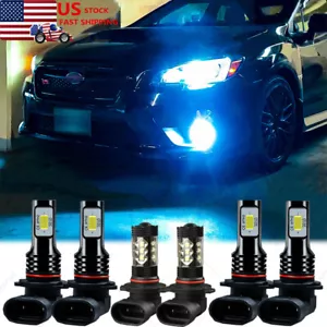 Combo 9005+9006+H10 LED Headlight and Fog Light Bulbs Kit High&Low Beam 8K Blue - Picture 1 of 12